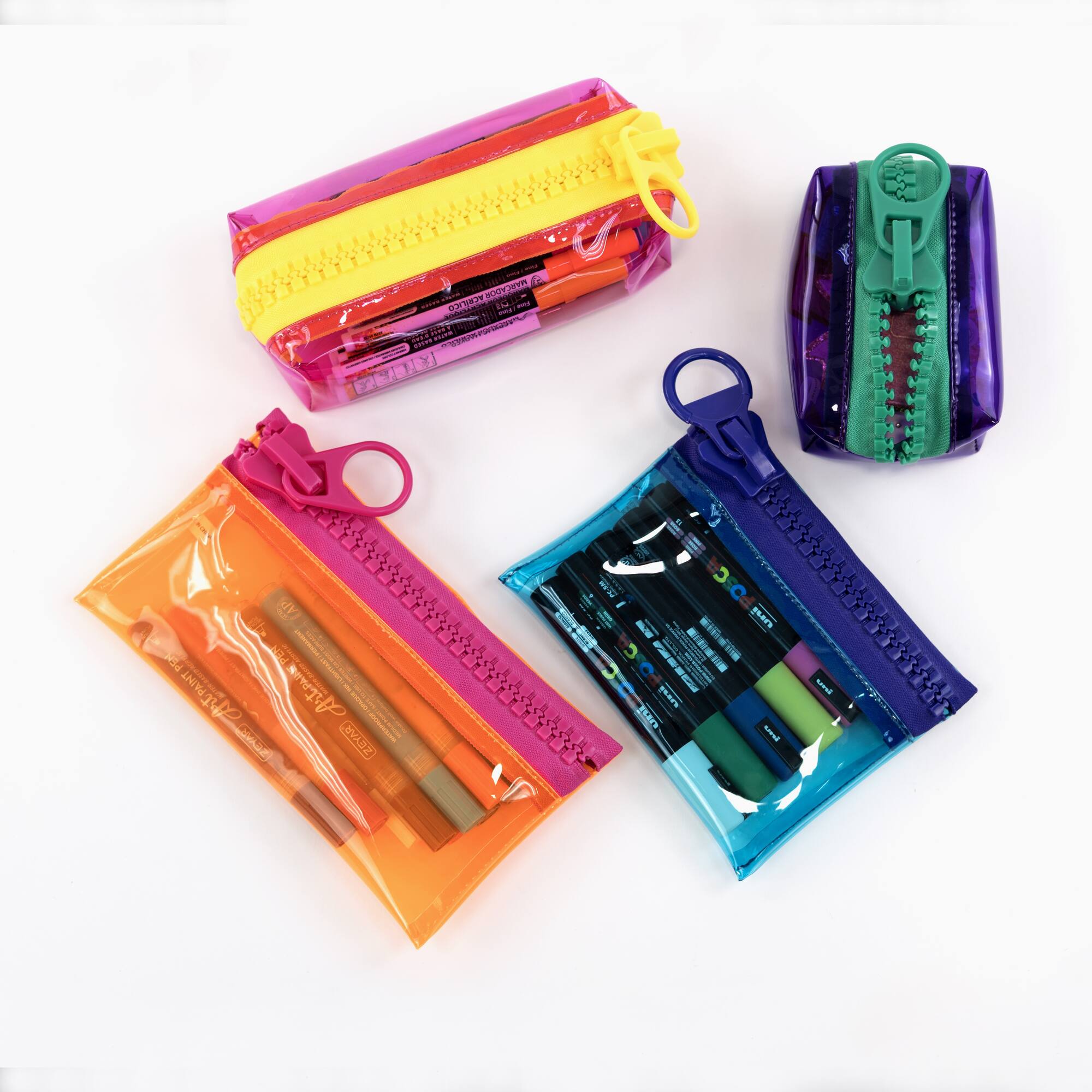 Everything Mary Orange & Pink Transparent Zipper Pouch